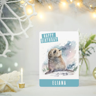 Winter vibes Seal Birthday Card
