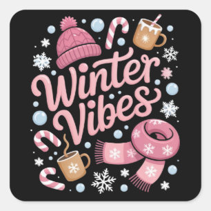 Winter Vibes Season Cold Weather Hello Winter Square Sticker