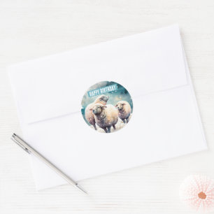 Winter vibes Sheep -  Birthday Party - Classic Round Sticker