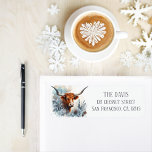 Winter Vibes Texas Longhorn - Return address<br><div class="desc">Winter vibes return address labels featuring a watercolor Texas Longhorn. Customisable.</div>