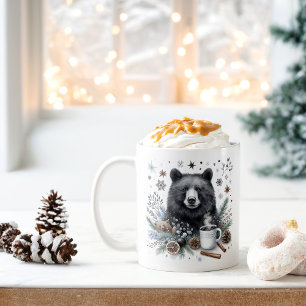 Winter Vibes Watercolor Black Bear - Coffee Mug