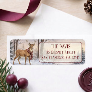 Winter Vibes Watercolor Deer Return address