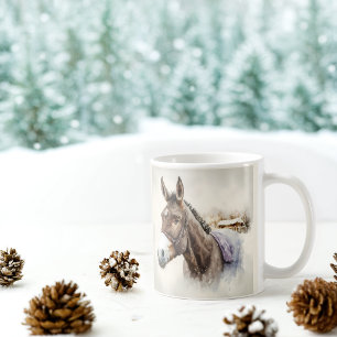 Winter Vibes Watercolor Donkey Coffee Mug
