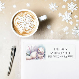 Winter Vibes Watercolor Ermine Return address 