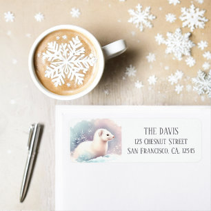 Winter Vibes Watercolor Ermine Return address