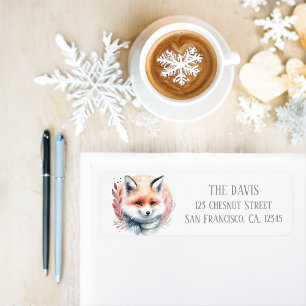 Winter Vibes Watercolor Fox Return address 