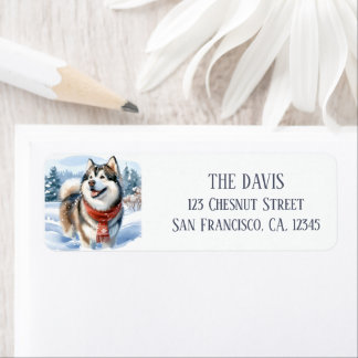 Winter Vibes Watercolor Husky - Return address