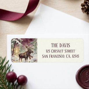 Winter Vibes Watercolor Moose Return address