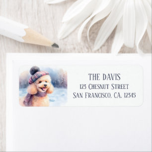 Winter Vibes Watercolor Poodle - Return Address 