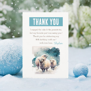 Winter vibes Watercolor Sheep - Birthday Thank You Card