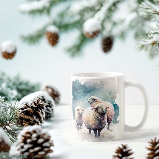 Winter Vibes Watercolor Sheep Coffee Mug (Creator Uploaded)