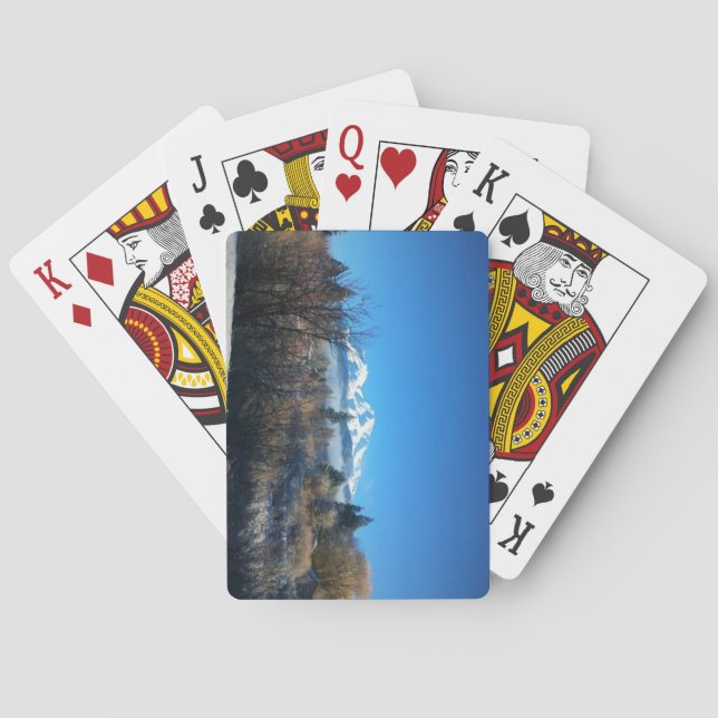 Winter View at Mount Shasta, CA Playing Cards (Back)