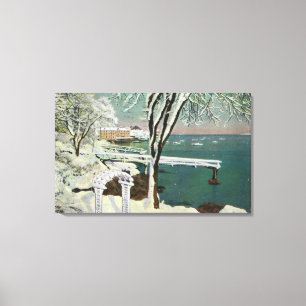 Winter View of the Marblehead Harbour Canvas Print