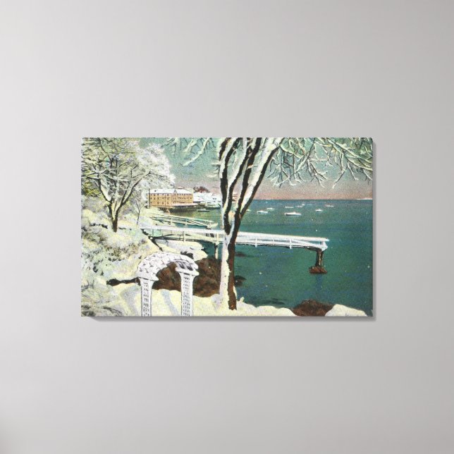 Winter View of the Marblehead Harbour Canvas Print (Front)