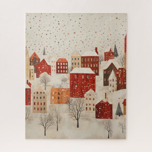 WINTER VILLAGE ART CHRISTMAS JIGSAW PUZZLE