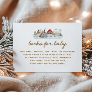 Winter Village Baby Shower Book Request  Enclosure Card