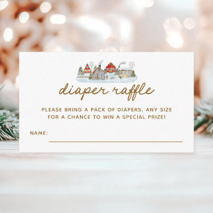 Winter Village Baby Shower Diaper Raffle Tickets Enclosure Card