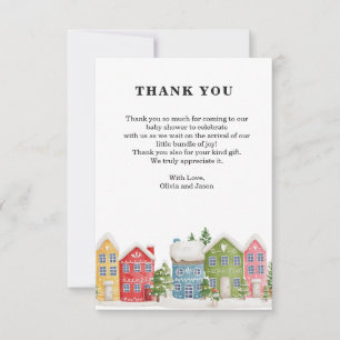 Winter village baby shower Thank you Card