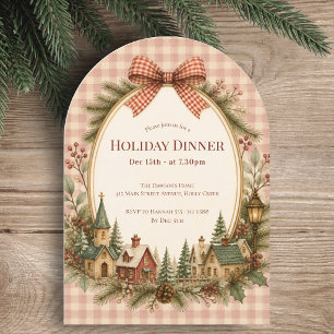 Winter Village Elegant Vintage Holiday Party Invitation