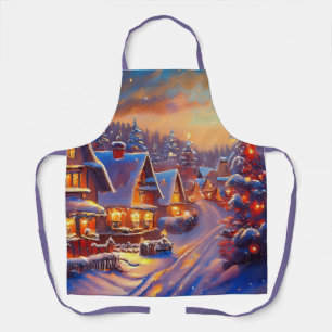Winter Village Holiday Apron