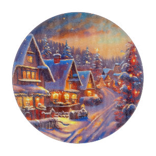 Winter Village Holiday Cutting Board