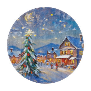 Winter Village Holiday Cutting Board
