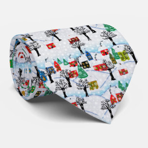 Winter Village Holiday Tie