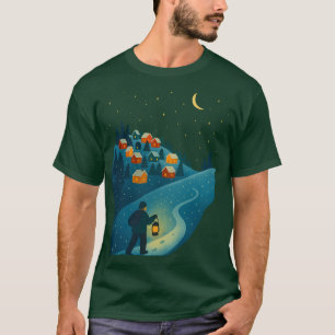 Winter Village Lantern Walk Night  Dark T-Shirt