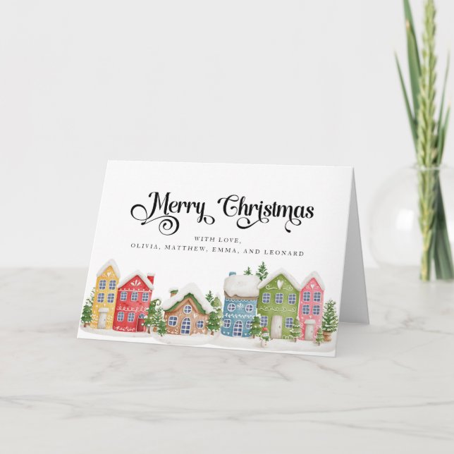 Winter village Merry Christmas Card (Front)