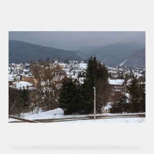 Winter Village Panorama - Rural Landscape Romania Acrylic Sign
