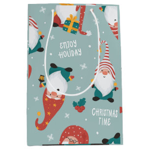 Winter Village Scene Merry Christmas, New Year  Medium Gift Bag