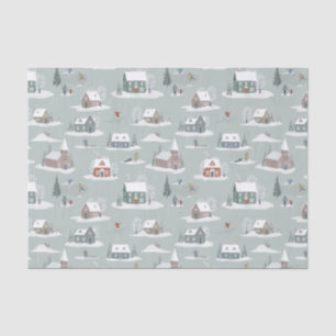 Winter Village Snow Scene Pattern Tissue Paper