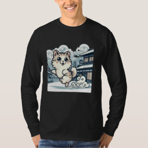 Winter Vintage Kitten Lover Japanese Art Cute Cat T-Shirt