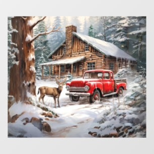 Winter Vintage Truck Window Cling