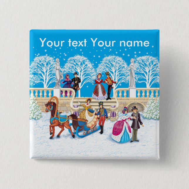 Winter walk 15 cm square badge (Front)