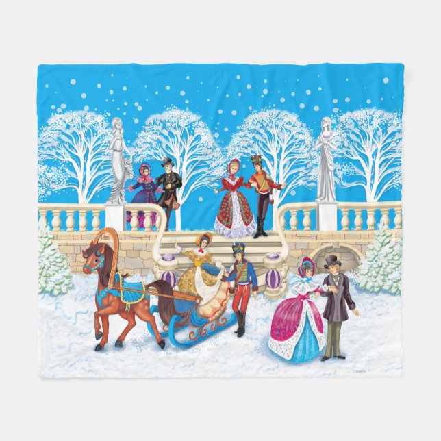 Winter walk fleece blanket (Front (Horizontal))