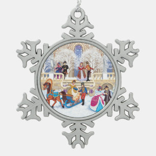 Winter walk snowflake pewter christmas ornament