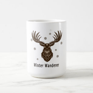 Winter Wanderer Rustic Stag Majestic Deer & Snow Coffee Mug
