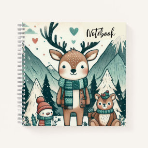 Winter Wanderers – Cozy Deer Family in the Snow Notebook