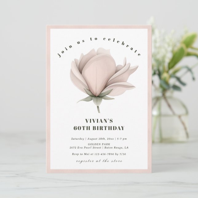 Winter warmth Floral 60th Birthday Invitation (Standing Front)
