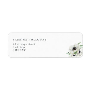 Winter Watercolor Anemones Return Address