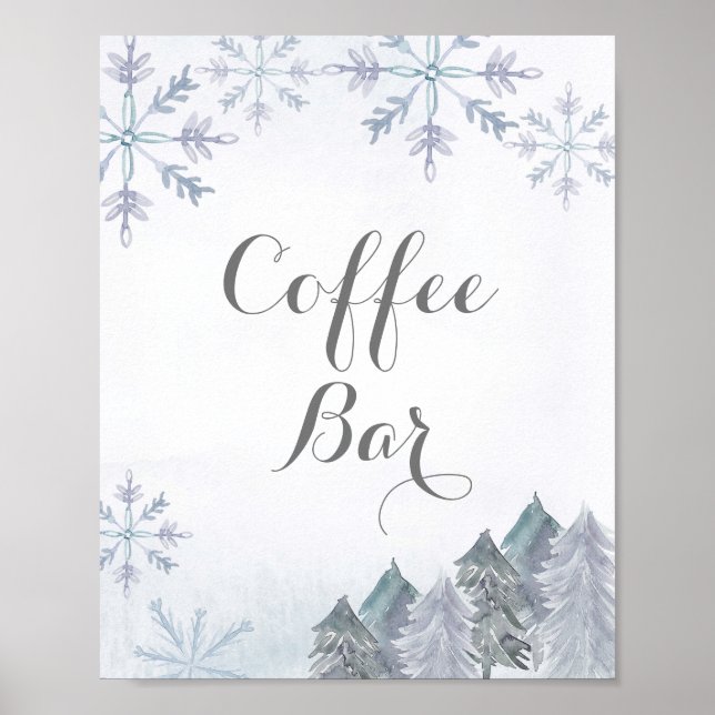 Winter watercolor Coffee Bar Sign (Front)