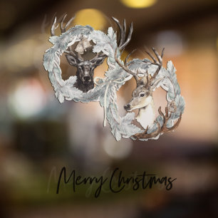 Winter Watercolor Deer Wreath Christmas