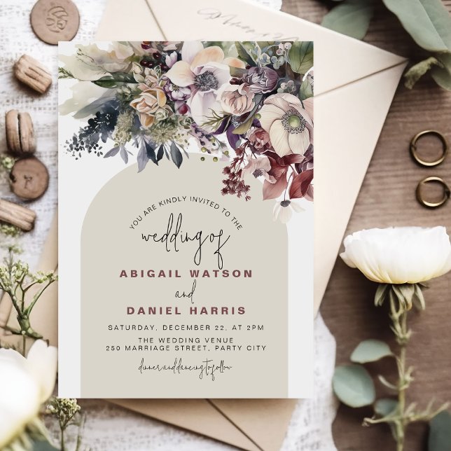 Winter Watercolor Floral wedding Invitation (Creator Uploaded)