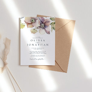 Winter Watercolor Floral Wedding Invitation