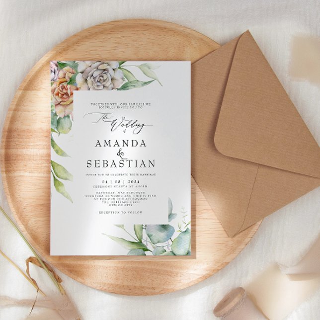 Winter Watercolor Floral Wedding Party Invitation (Creator Uploaded)