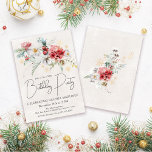 Winter Watercolor Flowers 30th Birthday Party Invitation<br><div class="desc">Red and white winter watercolor flowers are nestled in soft sage green leaves and foliage. Gold snowflakes add a festive touch. An elegant,  simple and modern script gives it a open and airy vibe. There is also a winter floral boquet on the back.</div>