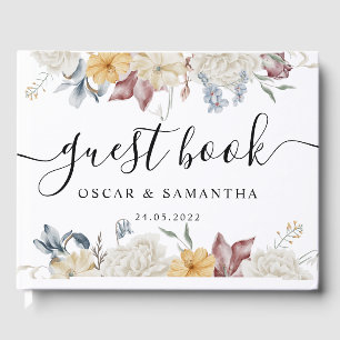 Winter Watercolor Flowers Guest Book