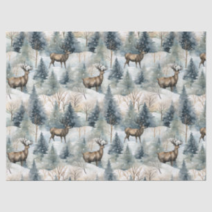 Winter Watercolor Forest Deer (1) Tissue Paper