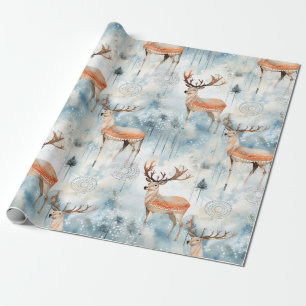 Winter Watercolor Forest Deer (3) Wrapping Paper